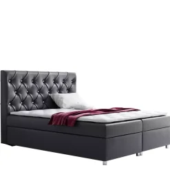Łóżka Na Nóżkach|Łóżka Z Zagłówkiem>Gruszka Łóżko Kontynentalne 200x200 czarne ROBERT
