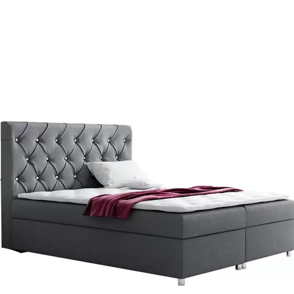 Łóżka Na Nóżkach|Łóżka Z Zagłówkiem>Gruszka Łóżko Kontynentalne 200x200 czarne ROBERT