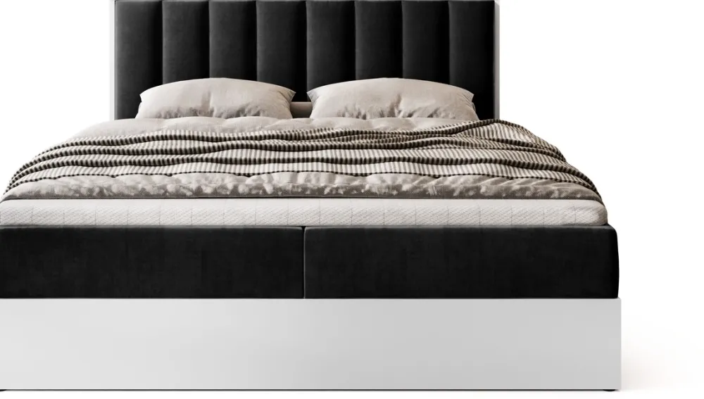 Łóżka Małżeńskie|Łóżka Ze Stelażem>BROMARKT Łóżko kontynentalne 160x200 do sypialni LOFT II z pojemnikiem biały