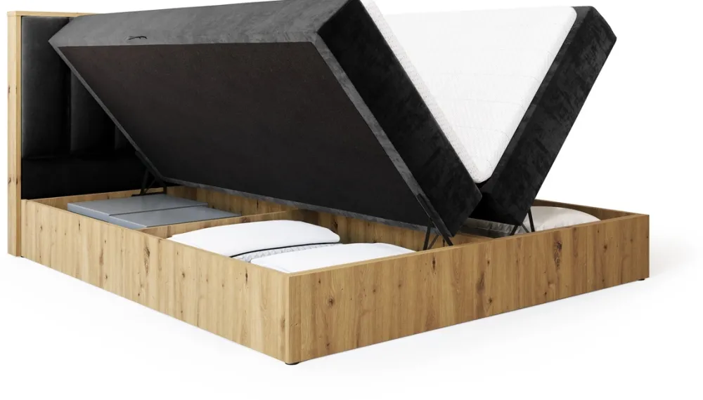 Łóżka Małżeńskie|Łóżka Ze Stelażem>BROMARKT Łóżko kontynentalne 180x200 do sypialni LOFT II z pojemnikiem dąb artisan