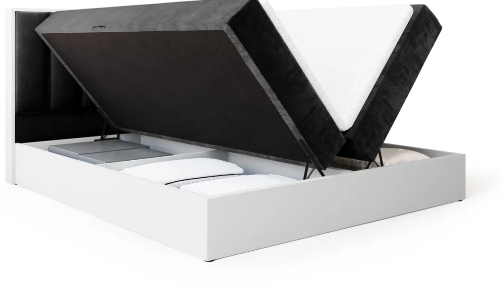 Łóżka Małżeńskie|Łóżka Ze Stelażem>BROMARKT Łóżko kontynentalne 180x200 do sypialni LOFT II z pojemnikiem biały