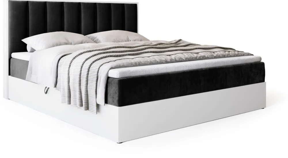 Łóżka Małżeńskie|Łóżka Ze Stelażem>BROMARKT Łóżko kontynentalne 180x200 do sypialni LOFT II z pojemnikiem biały