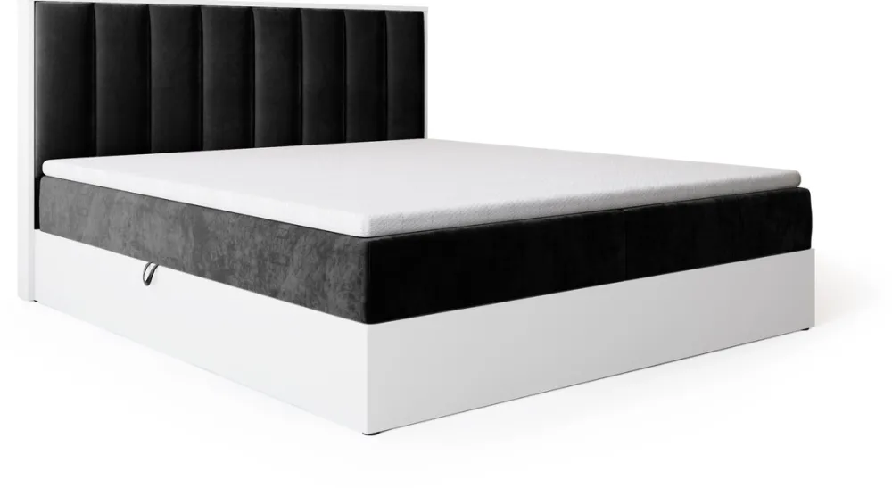 Łóżka Małżeńskie|Łóżka Ze Stelażem>BROMARKT Łóżko kontynentalne 180x200 do sypialni LOFT II z pojemnikiem biały