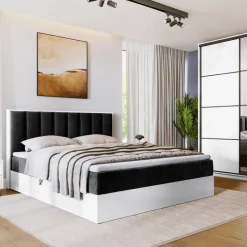 Meble Młodzieżowe|Łóżka Młodzieżowe>BROMARKT Łóżko kontynentalne 140x200 do sypialni LOFT II z pojemnikiem biały