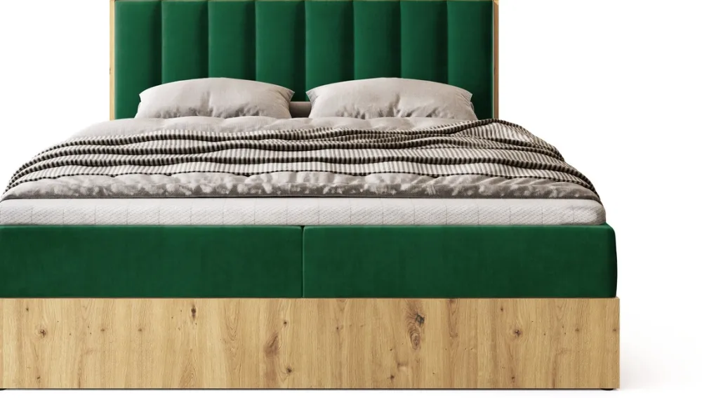 Łóżka Małżeńskie|Łóżka Ze Stelażem>BROMARKT Łóżko kontynentalne 180x200 do sypialni LOFT II z pojemnikiem dąb artisan