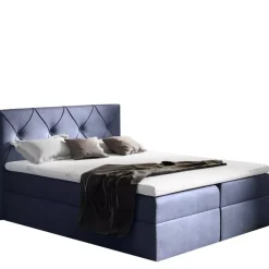 Łóżka Z Zagłówkiem|Łóżka Z Pojemnikiem>Gruszka Łóżko Kontynentalne 200x200 granatowe COLIN