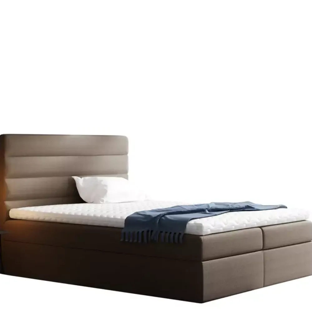 Łóżka Z Zagłówkiem|Łóżka Z Pojemnikiem>Gruszka Łóżko Kontynentalne 200x200 szare VIKTOR