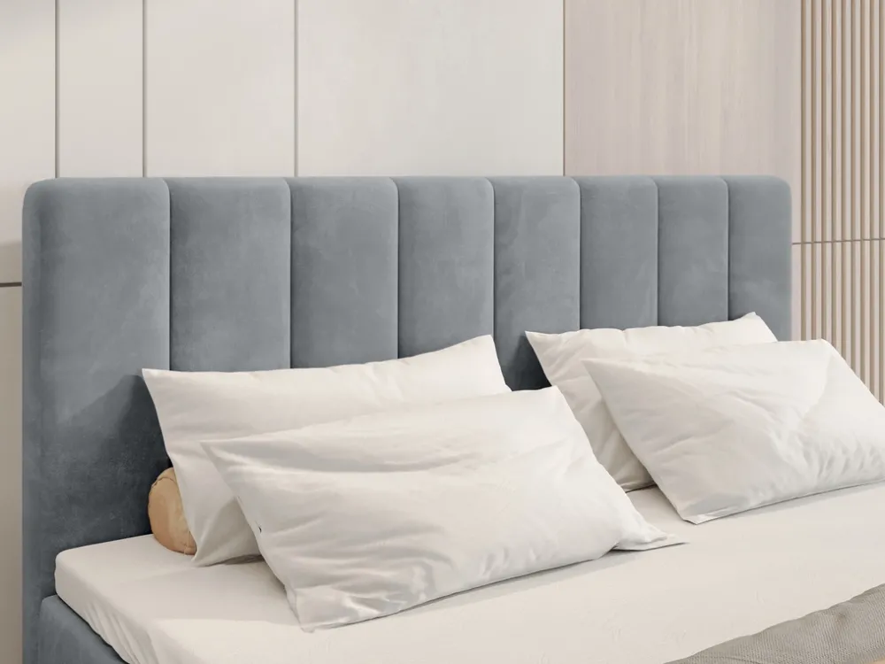 Łóżka Małżeńskie|Łóżka Ze Stelażem>BROMARKT Łóżko kontynentalne z pojemnikiem na pościel 160x200 cm DENVER szare