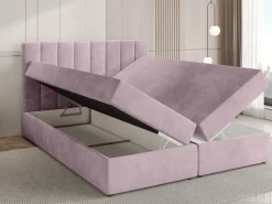 Meble Młodzieżowe|Łóżka Ze Stelażem>BROMARKT Łóżko kontynentalne z pojemnikiem na pościel 140x200 cm DENVER pudrowy róż