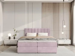 Meble Młodzieżowe|Łóżka Ze Stelażem></noscript>BROMARKT Łóżko kontynentalne z pojemnikiem na pościel 140x200 cm DENVER pudrowy róż