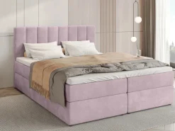 Meble Młodzieżowe|Łóżka Ze Stelażem></noscript>BROMARKT Łóżko kontynentalne z pojemnikiem na pościel 140x200 cm DENVER pudrowy róż