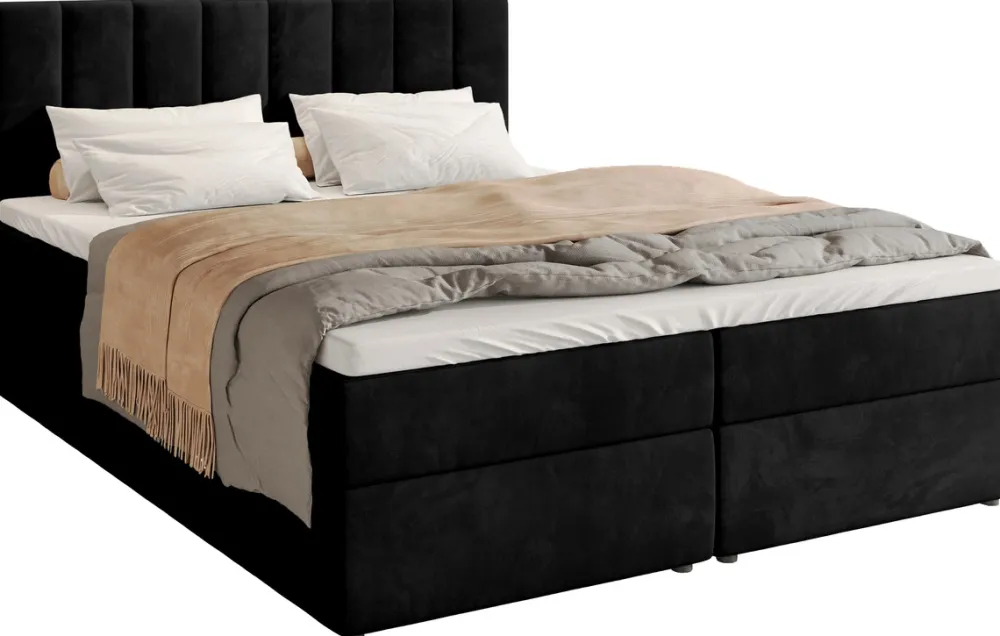 Łóżka Małżeńskie|Łóżka Ze Stelażem>BROMARKT Łóżko kontynentalne z pojemnikiem 160x200 cm DENVER welur