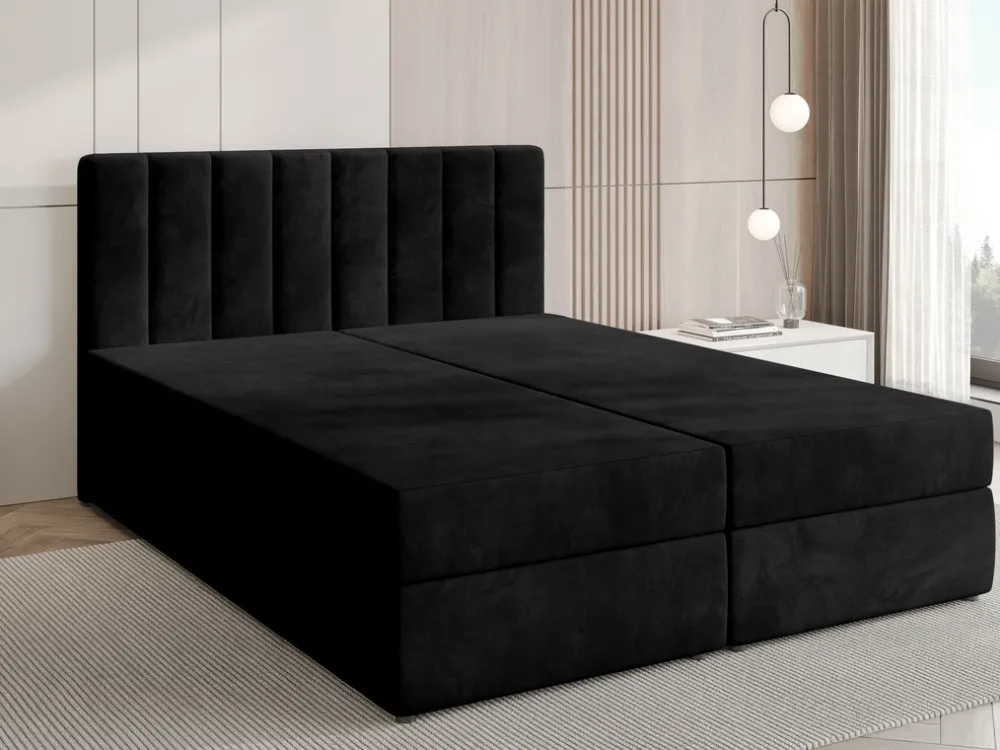 Łóżka Małżeńskie|Łóżka Ze Stelażem>BROMARKT Łóżko kontynentalne z pojemnikiem 160x200 cm DENVER welur