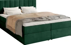 Łóżka Małżeńskie|Łóżka Ze Stelażem>BROMARKT Łóżko kontynentalne z pojemnikiem na pościel 160x200 cm DENVER butelkowa zieleń