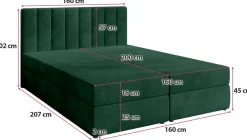 Łóżka Małżeńskie|Łóżka Ze Stelażem></noscript>BROMARKT Łóżko kontynentalne z pojemnikiem na pościel 160x200 cm DENVER butelkowa zieleń