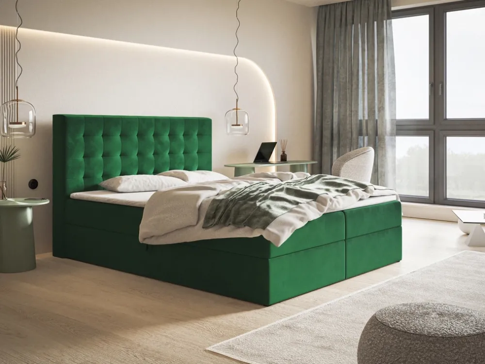 Łóżka Młodzieżowe|Łóżka Ze Stelażem>Riban Łóżko kontynentalne z pojemnikiem na pościel 140x200 cm ZANTE pikowane