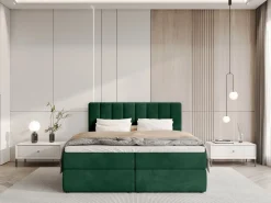 Łóżka Małżeńskie|Łóżka Ze Stelażem></noscript>BROMARKT Łóżko kontynentalne z pojemnikiem na pościel 180x200 cm DENVER butelkowa zieleń