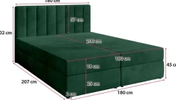 Łóżka Małżeńskie|Łóżka Ze Stelażem></noscript>BROMARKT Łóżko kontynentalne z pojemnikiem na pościel 180x200 cm DENVER butelkowa zieleń