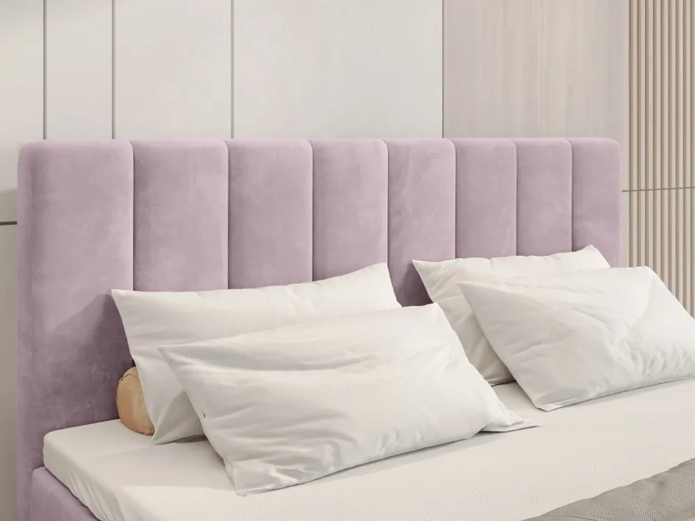 Łóżka Małżeńskie|Łóżka Ze Stelażem>BROMARKT Łóżko kontynentalne z pojemnikiem na pościel 160x200 cm DENVER pudrowy róż