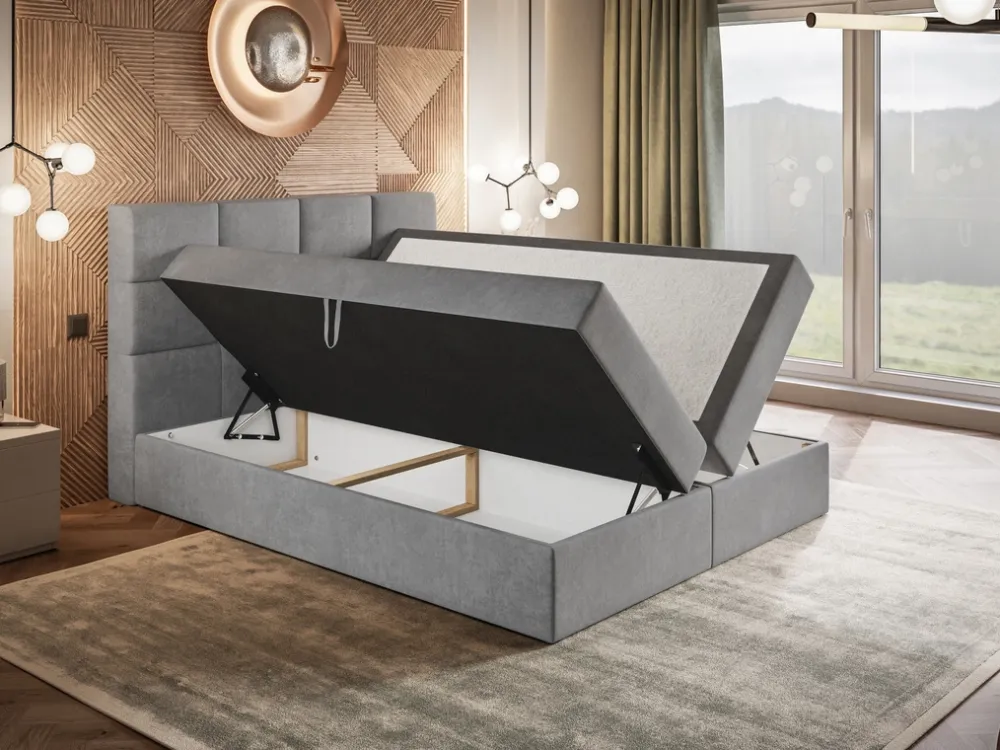 Łóżka Małżeńskie|Łóżka Ze Stelażem>Riban Łóżko kontynentalne z pojemnikiem 160x200 cm ZAMER nowoczesne