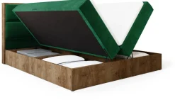 Łóżka Małżeńskie|Łóżka Ze Stelażem>BROMARKT Łóżko kontynentalne z tapicerowanym zagłówkiem 180x200 cm LOFT dąb lefkas