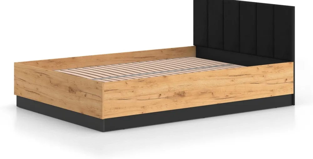 Łóżka Małżeńskie|Łóżka Ze Stelażem>ML Meble Łóżko młodzieżowe 140x200 cm ze stelażem flex i pojemnikiem dąb złoty craft UMIO