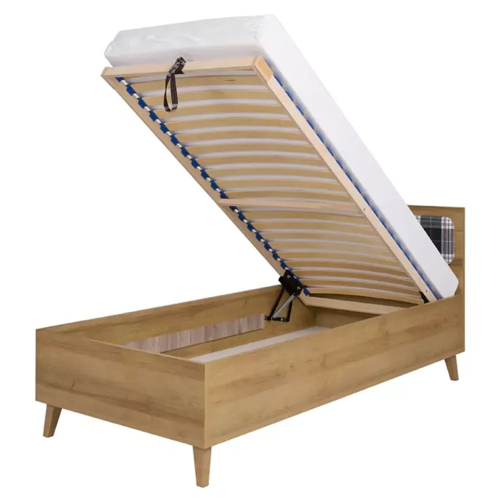 Meble Dla Dzieci|Łóżka Młodzieżowe>GiB Meble Łóżko młodzieżowe z pojemnikiem na pościel 90x200 MERKURY dąb złoty