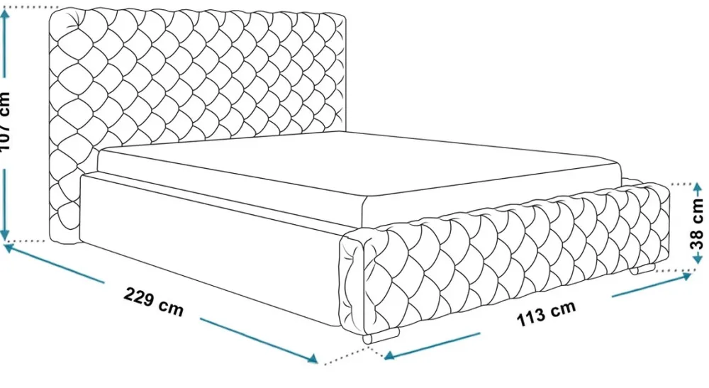 Łóżka Młodzieżowe|Łóżka Dziecięce>Riban Łóżko pikowane młodzieżowe 90x200 cm QUINTE z pojemnikiem na pościel