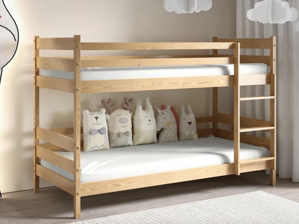 Meble Dla Dzieci|Łóżka Młodzieżowe>Meblomal Łóżko piętrowe do pokoju dziecięcego z barierką 80x190 cm LUMISLE