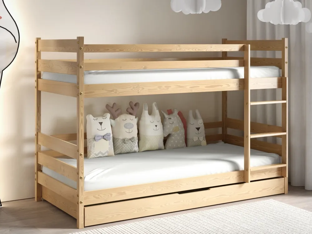 Meble Dla Dzieci|Łóżka Młodzieżowe>Meblomal Łóżko piętrowe w stylu skandynawskim do pokoju dziecięcego z pojemnikiem 80x160 cm LUMISLE