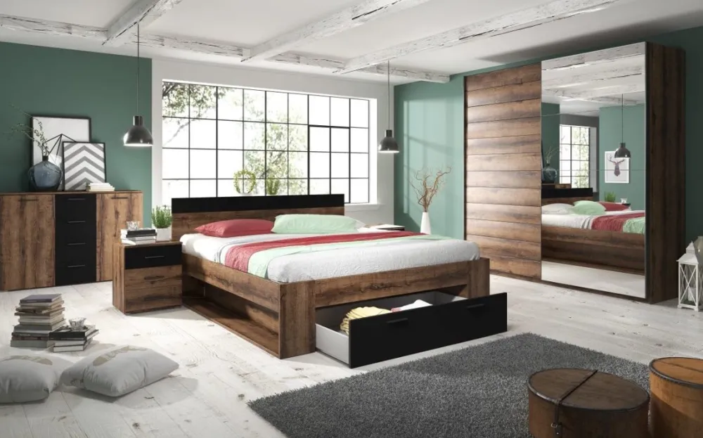 Łóżka Młodzieżowe|Łóżka Z Zagłówkiem>Helvetia Łóżko podwójne 160x200 cm dąb monastery BETA