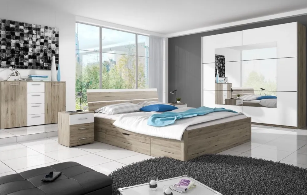 Łóżka Młodzieżowe|Łóżka Z Zagłówkiem>Helvetia Łóżko podwójne 160x200 cm san remo jasne BETA