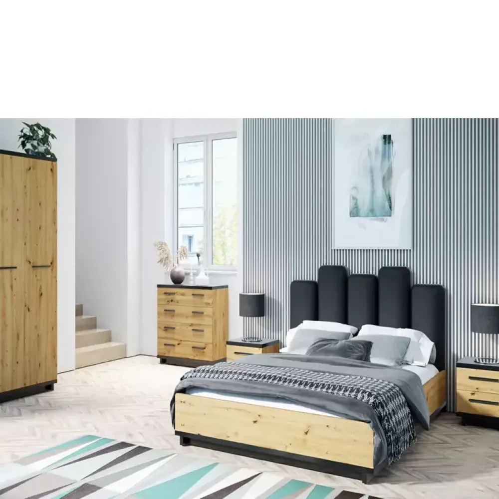 Łóżka Młodzieżowe|Łóżka Z Zagłówkiem>GiB Meble Łóżko rustykalne 160x200 Dąb artisan ISMENA