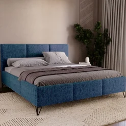 Łóżka Kontynentalne|Łóżka Małżeńskie>UNISTYL MEBLE Łóżko sypialniane LORIO 200x200 cm z pojemnikiem na pościel niebieskie