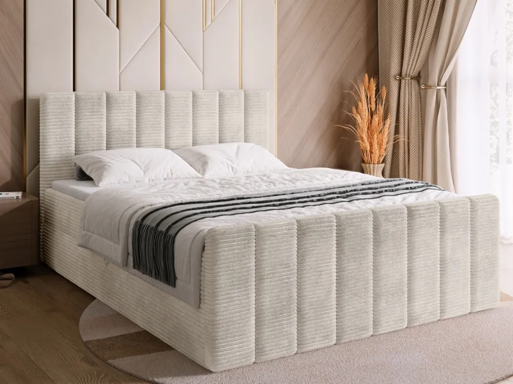 Łóżka Małżeńskie|Łóżka Ze Stelażem>BROMARKT Łóżko sypialniane 180x200 cm sztruksowe do sypialni z pojemnikiem DENVER DUO beż