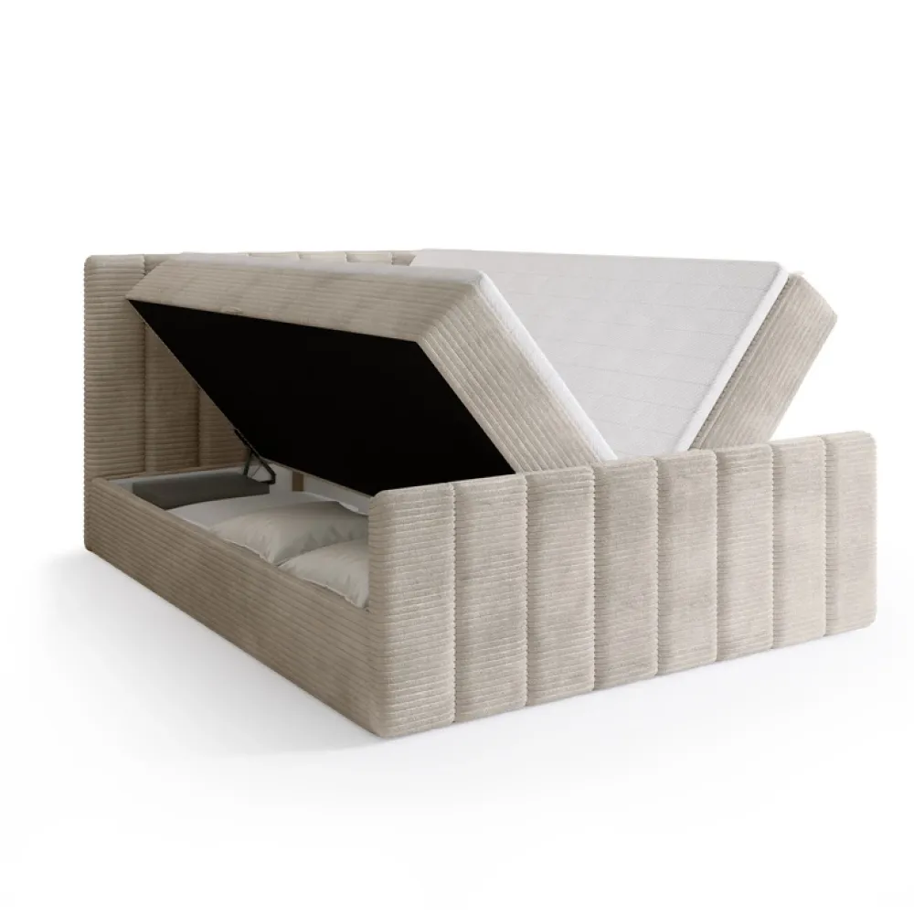 Łóżka Małżeńskie|Łóżka Ze Stelażem>BROMARKT Łóżko sypialniane 180x200 cm sztruksowe do sypialni z pojemnikiem DENVER DUO beż