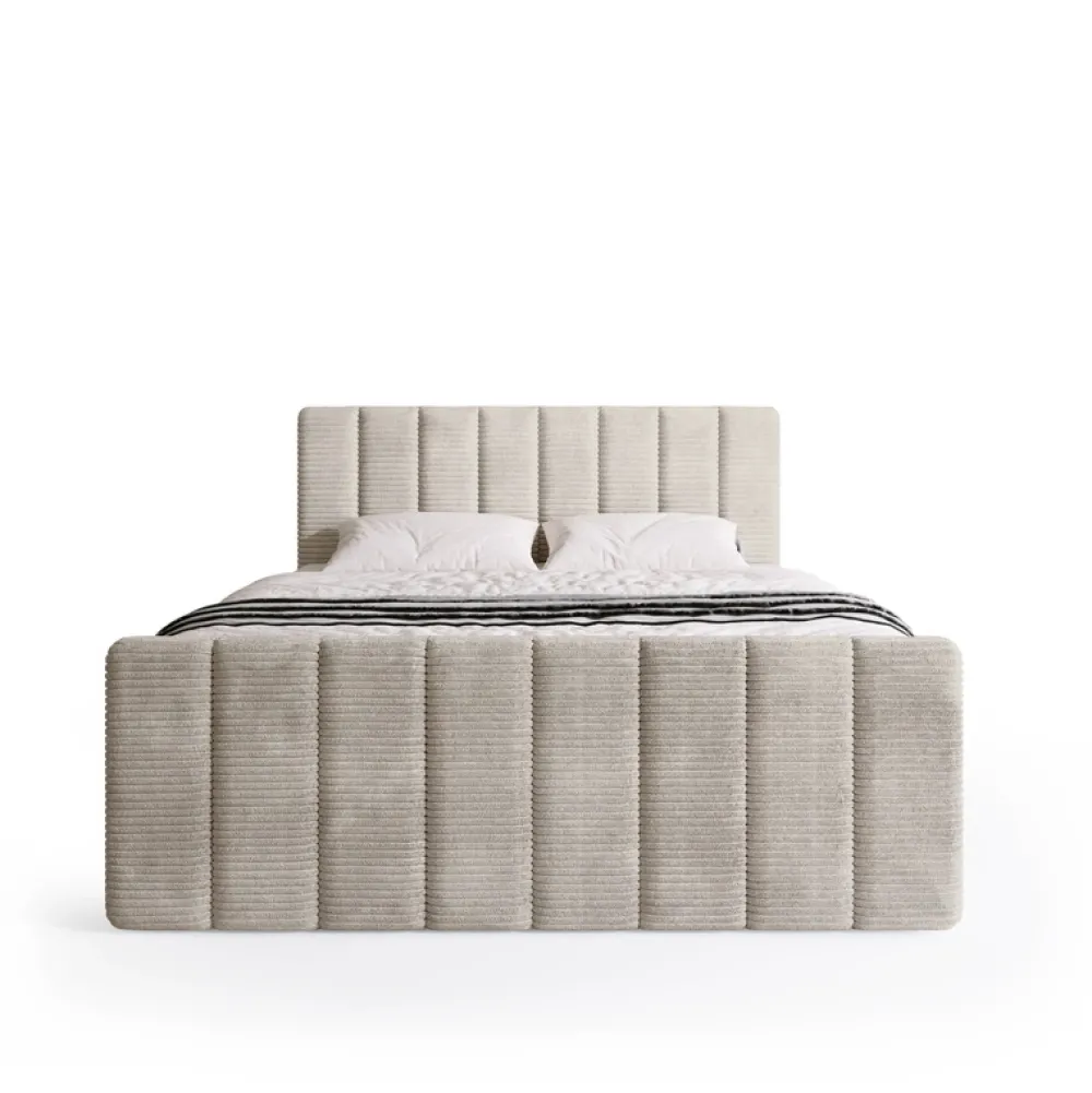 Łóżka Małżeńskie|Łóżka Ze Stelażem>BROMARKT Łóżko sypialniane 180x200 cm sztruksowe do sypialni z pojemnikiem DENVER DUO beż