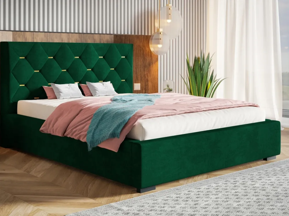 Łóżka Z Pojemnikiem|Łóżka Zielone>Riban Łóżko sypialniane 180x200 cm VIVID z pojemnikiem na pościel