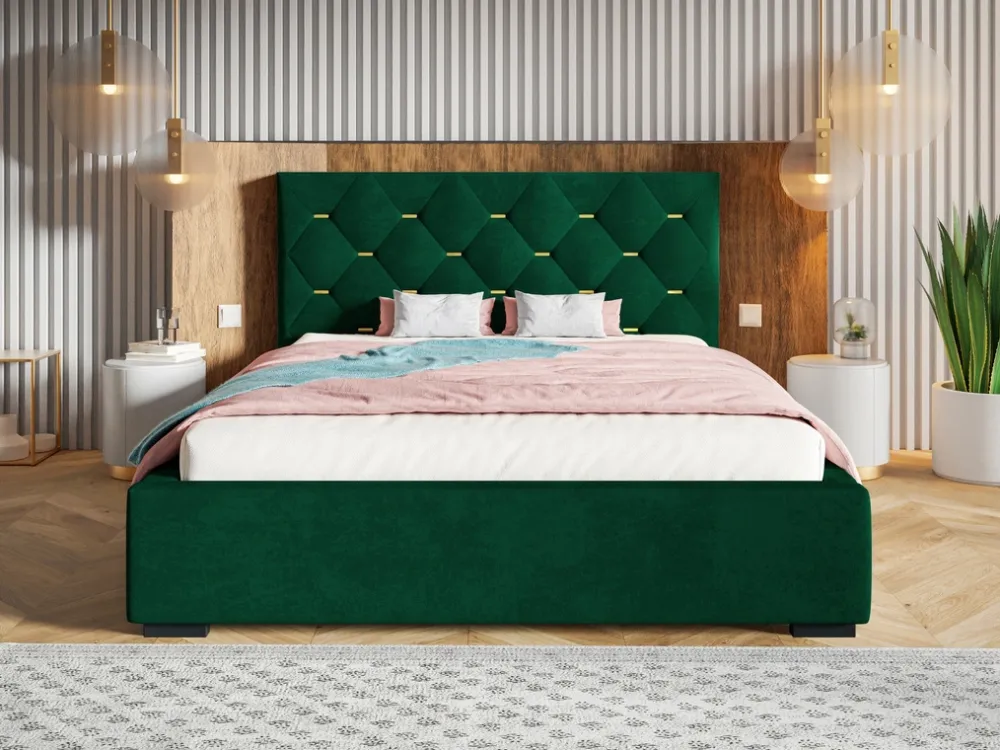Łóżka Z Pojemnikiem|Łóżka Zielone>Riban Łóżko sypialniane 180x200 cm VIVID z pojemnikiem na pościel