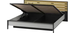 Łóżka Małżeńskie|Łóżka Ze Stelażem>lenart. Łóżko sypialniane 180x200 cm z pojemnikiem i podświetleniem LED GRIS
