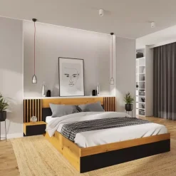 Meble Młodzieżowe|Łóżka Młodzieżowe>Meblohand Łóżko sypialniane 160x200 z szafkami nocnymi NELGARI