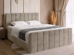 Łóżka Małżeńskie|Łóżka Ze Stelażem>BROMARKT Łóżko sztruksowe 180x200 cm kontynentalne do sypialni z pojemnikiem DENVER DUO beż