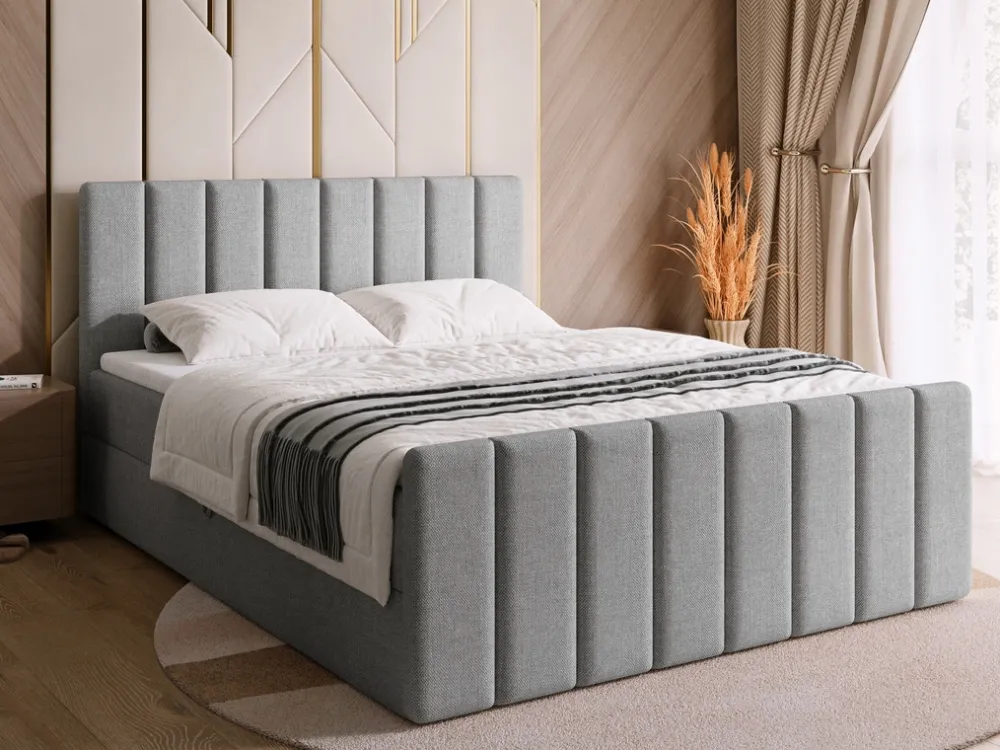 Łóżka Małżeńskie|Łóżka Ze Stelażem>BROMARKT Łóżko tapicerowane 180 x 200 cm do sypialni z pojemnikiem DENVER DUO szare