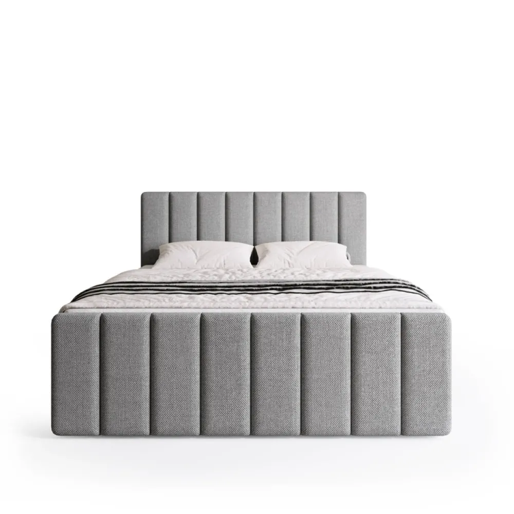 Łóżka Małżeńskie|Łóżka Ze Stelażem>BROMARKT Łóżko tapicerowane 180 x 200 cm do sypialni z pojemnikiem DENVER DUO szare