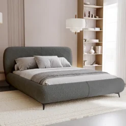 Łóżka Ze Stelażem|Łóżka Na Nóżkach>UNISTYL MEBLE Łóżko tapicerowane ciemnoszare 160x200 z pojemnikiem na pościel MALI