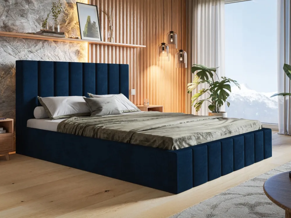 Łóżka Młodzieżowe|Łóżka Z Zagłówkiem>Riban Łóżko tapicerowane sypialniane 160x200 cm ze stelażem i pojemnikiem PASOT