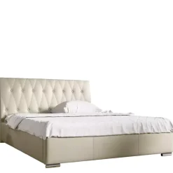 Łóżka Białe|Łóżka Glamour></noscript>Gruszka Łóżko tapicerowane 180x200 biała ekoskóra NANKIN