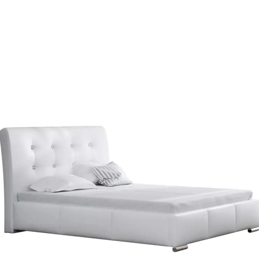 Łóżka Młodzieżowe|Łóżka Z Zagłówkiem>Gruszka Łóżko tapicerowane 140x200 biała ekoskóra WILNO