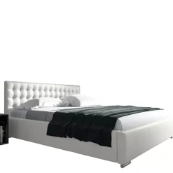 Łóżka Z Zagłówkiem|Łóżka Białe>Gruszka Łóżko tapicerowane 200x200 białe PRAGA