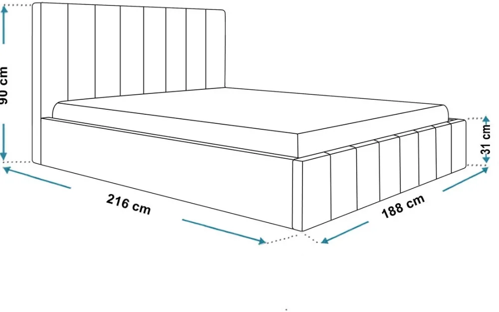 Łóżka Z Zagłówkiem|Łóżka Z Pojemnikiem>Riban Łóżko tapicerowane 180x200 cm PASOT ze stelażem i pojemnikiem